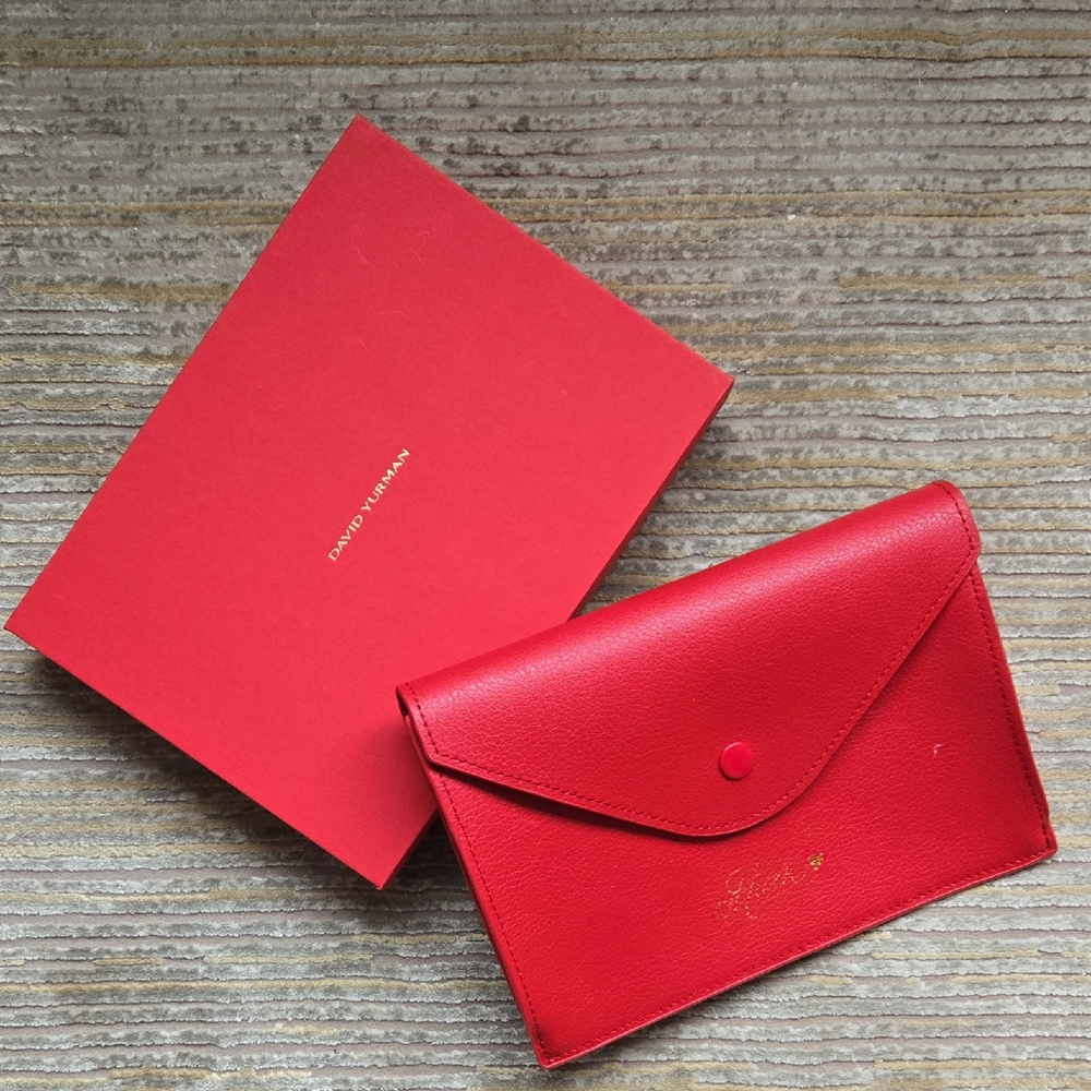 David Yurman Red Leather Clutch and Matching Gift Box